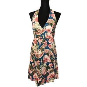 Tommy Bahama Women's Linen Floral Print Halter Dress Size XS